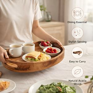 Table basse décorative moderne de luxe en bois, plateau de service 17x13, bois naturel, écologique, table d'appoint pour salon - Product Image 5