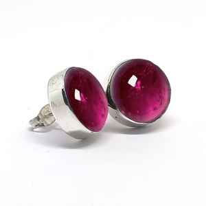 Boucles d'oreilles clous en tourmaline rose, argent sterling 925 plaqué or, sans nickel, pour usage quotidien, cadeau pour petite amie, anniversaire, vente en gros - Product Image 4