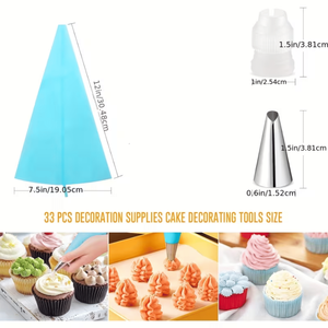 Set di 24 Beccucci per Glassa Reale e 2 Sacche da Pasticceria Riutilizzabili da 30 cm, Kit da 32 Pezzi per Decorazione Torte Incluso Set di Beccucci - Product Image 4