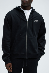 Unisex Heavyweight Cotton <b>Pullover</b> Hoodie Custom Embroidery Brand Logo Plain Black Puff Printing Hoodies <b>for</b> <b>Men</b> - Product Image 2