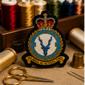 Écusson brodé personnalisé RAF-60 avec motif Aigle Couronné, à coudre en dentelle, badge en tissu avec épingle de sûreté pour vêtement, style circulaire - Product Image 3