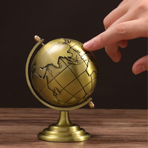 Globe terrestre décoratif en laiton sur socle, finition dorée, globe de bureau vintage, décoration de luxe pour bureau, salle d'étude, maison, objet de collection, cadeau de voyage - Product Image 4