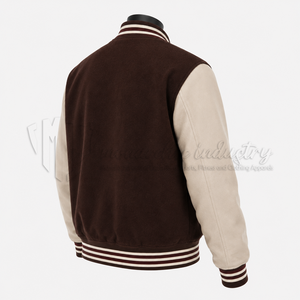 Chaqueta Varsity de Pana Marrón Personalizada para Hombre, Chaqueta de Béisbol Vintage con Letras Bordadas, Fabricante OEM al por Mayor - Product Image 5