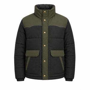 Chaqueta de invierno acolchada de poliéster para hombre con ribetes reflectantes, estilo urbano, servicio OEM al por mayor, con cremallera y bloques de color - Product Image 1