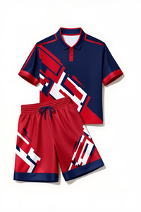 Boxing Set Polyester Summer Training Wear Red Blue White Breathable Shorts And <b>Top</b> - Product Image 1