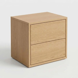 Mesa de Noche Moderna de Roble Macizo Ecológica y Ajustable con 2 Cajones, Mesita de Noche Minimalista de Madera, Mueble de Almacenamiento para Dormitorio - Product Image 2