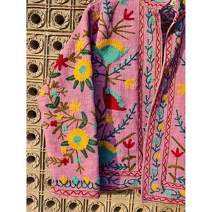 Chaqueta de Invierno para Mujer, Lavanda, Bordada con Flores, Tejida a Mano, Estilo Boho, Acolchada, de Algodón, Vintage, Étnica, Talla Grande - Product Image 4