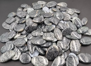 Cabujones Sueltos de Jaspe Picasso Natural al Mejor Precio |   Corte de pera gris negro, corte ovalado, juego de colores |   Proveedor de Joyería al por Mayor - Product Image 3