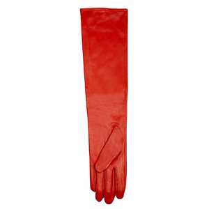 Guantes largos de cuero rojo estilo opera sin forro para fiestas y uso en invierno - Product Image 3