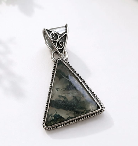 Charmes en argent de qualité supérieure, pierre d'agate de mousse naturelle en forme de goutte, bijoux de mariage pour femmes, fournisseur en gros, original - Product Image 1