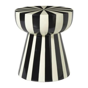 Hand-Painted Bone Inlay Modern Bold Striped Portable <b>Garden</b> <b>Stool</b> Two-Tone Pedestal Accent Furniture <b>for</b> Bedroom and Living Room - Product Image 3