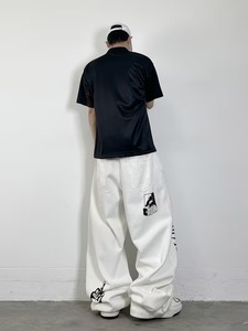 Pantalon en jean blanc ample, style streetwear, avec motifs tendance fleurs de cerisier et coupe large, pour hommes et femmes, décontracté - Product Image 6