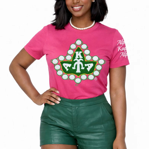 AKA Ivy Chenille O-Neck High Quality 100% Cotton Unisex Short Sleeve Eco-Friendly Anti-Wrinkle Breathable Quick Dry Front Logo - Product Image 1