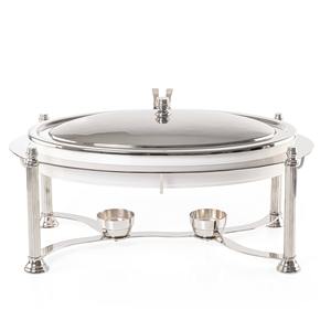 Plat de service ovale de luxe en acier inoxydable avec couvercle rabattable et plateau métallique pour buffet, idéal pour les hôtels, mariages, réceptions et services de traiteur - Product Image 4