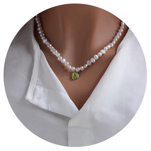 Collar de Perlas de Agua Dulce con Diseño de Ojo de Gato Verde, Personalizado, para Mujer, Moderno, Ligero y de Lujo - Product Image 5