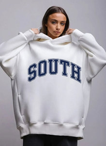 Sweat à capuche d'hiver pour femme, personnalisé, en molleton 100% coton tricoté épais, avec badge frontal, écologique, doublé, respirant, à manches longues, coupe décontractée - Product Image 5