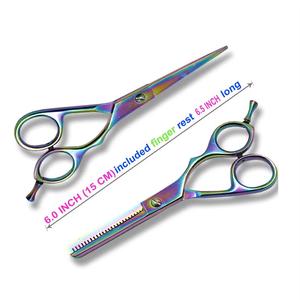 Ciseaux de coiffure Rainbow en acier inoxydable à 30 dents, pour droitiers, manche long, usage professionnel en salon - Product Image 5