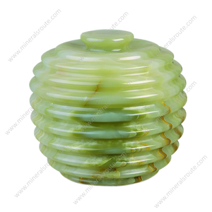 Apple Rings Green Onyx Candy <b>Jar</b> Handmade <b>Decorative</b> Onyx And Marble <b>Jars</b> For Luxury Living Room Interior - Product Image 6