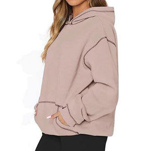 เสื้อฮู้ดดี้ผู้หญิงดีไซน์ล่าสุด แบบเรียบง่าย สวมใส่สบาย เหมาะสำหรับฤดูหนาว เนื้อผ้านุ่ม ระบายอากาศได้ดี ฮู้ดปรับได้ โลโก้ด้านหน้าปรับแต่งได้ - Product Image 5