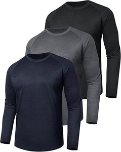 Camiseta de Manga Larga para Hombre, de Secado Rápido, Color Sólido, Cuello Redondo, Corte Holgado, Tejido de Poliéster, Informal, con Logotipo Frontal, Estilo Vintage, Talla Grande - Product Image 1