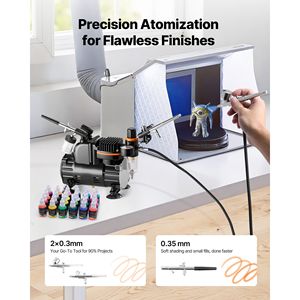 Kit d'aérographe professionnel avec 3 aérographes à double action et compresseur d'air pour l'application de peinture automobile - Product Image 2
