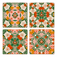 Collection Tropical Bloom, design original, 33x33 pouces, néoprène souple de 3 mm, pliable, moderne, antidérapant, table de mahjong américaine d'été