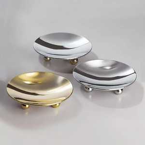 Round Metal Soap Dish With Ball Feet Gold Silver Bathroom Hardware Skies Trader - Product Image 1