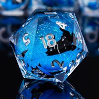 Jeu de dés DND Cat Liquid Core, 7 pièces, en résine à bords tranchants, polyédrique, adapté aux jeux de rôle Dungeons and Dragons, bleu