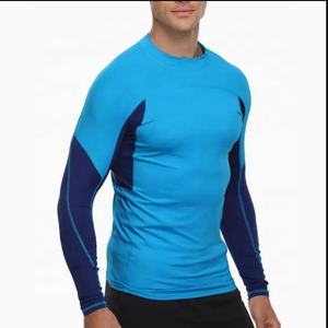 Men's Customized Logo Sublimation Transfer Printed MMA Gym Workout Rash Guard Quick Dry Elastic <b>Long</b> <b>Sleeve</b> Blue <b>Black</b> Unisex - Product Image 6