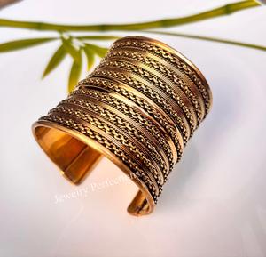 New latest twisted Handcrafted Pure Brass Floral Designer Wide Cuff <b>Bracelet</b> Adjustable Bangle Gift for pure brass Find - Product Image 2