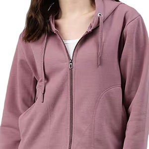 เสื้อฮู้ดผู้หญิงแบบสวมใส่สบายทรงเข้ารูป รุ่นคัสตอม 2026 พร้อมซิปและเชือกผูก ผลิตจากผ้าฝ้ายผสมขนแกะ 80/20  พร้อม GSM แบบกำหนดเองได้ - Product Image 5