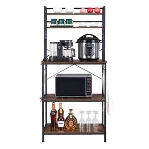 Carrello da Cucina a 5 Ripiani con 10 Ganci a S, Scaffale per Forno a Microonde, Unità di Stoccaggio e Scaffalature - Product Image 2