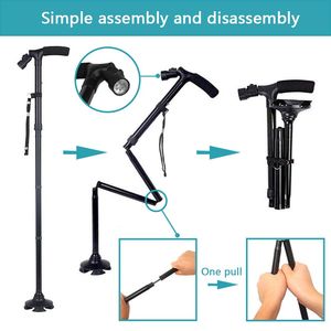 Confezione da 2 Bastoni da Passeggio Pieghevoli Portatili con Luce LED, Altezza Regolabile a 5 Livelli per Viaggi, Campeggio ed Escursionismo - Product Image 3