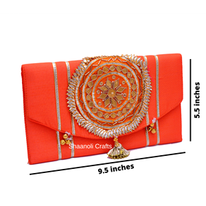 Handmade Fashionable Designer Gota Patti Work Potli <b>Bag</b> Embroidered Envelope Handbags Purses Evening Clutch for Women - Product Image 2