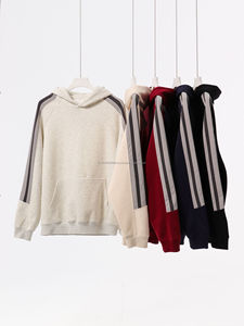 Fabricante de Ropa al por Mayor, Sudaderas Personalizadas de Mezcla de Algodón de 380 Gsm, Sudaderas Unisex Extra Grandes a Rayas - Product Image 3