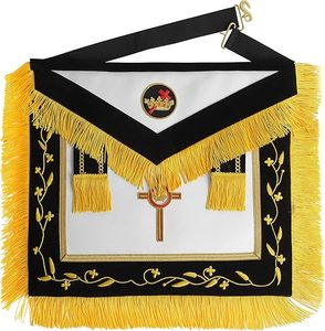 Past Commander Knights Templar Commandery <b>Apron</b> - <b>Black</b> With Gold Fringe Fabric type Leather - Product Image 1