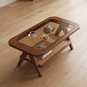 Table basse moderne pour salon, structure en bois et métal - Product Image 1