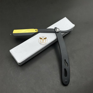 StainlessSteel <b>Single</b> <b>Blade</b> Barber <b>Razor</b> Professional Folding Straight Shaving <b>Razor</b> with Replaceable <b>Blade</b> Durable Metal Handle - Product Image 3