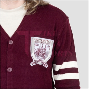 OEM High Quality Custom Men's V-neck Lace Knitted <b>Cardigan</b> <b>Sweater</b> Winter Wool/Nylon Single Button Patchwork Breathable In-Stock - Product Image 4