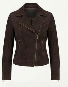 Solid Color Zipper Closure Stand Collar Full Sleeve Autumn Style <b>Women's</b> Embossed Faux <b>Leather</b> <b>Moto</b> <b>Jacket</b> - Product Image 4