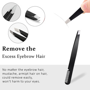 Pinzas para Cejas con Punta Inclinada Bahasa Pro, Pinzas con Peine para Depilación Facial, Herramienta para Cejas, Proveedor OEM ODM con Logotipo Personalizado - Product Image 3