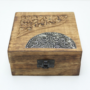 Premium Handcrafted Wooden <b>Incense</b> Box Burner With Antique Brass Lock Carved Hollow Smoke Diffuser Case For <b>Cones</b> And Bakhoor - Product Image 5