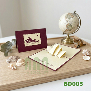 Custom <b>Handmade</b> 3D Pop Sydney Opera House Card High Quality <b>Paper</b> Kraft Handicraft UV Stylish Japandi Style Letterpress Printed - Product Image 6