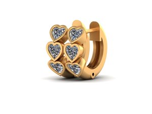 Boucles d'oreilles Huggie en or jaune avec moissanite taille cœur, serties clos, bijoux romantiques pour femme, pour mariage - Product Image 1