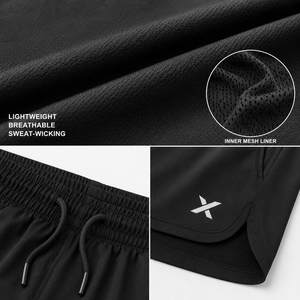 Shorts de sport unisexes X Sports City, noir uni, taille élastique, séchage rapide, avec poches, longueur mi-cuisse, tissu tricoté, fabriqué au Pakistan - Product Image 4
