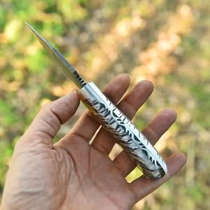 Couteau de camping artisanal en acier inoxydable OEM, lame fixe de qualité industrielle à pointe tombante, couteau utilitaire d'extérieur avec manche en résine de haute qualité - Product Image 6