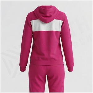 Women Hooded Tracksuit Set Color Blocking <b>Full</b> <b>Zip</b> <b>Sweatshirt</b> & Pants Casual Autumn Wear Breathable Polyester Midweight Regular - Product Image 2