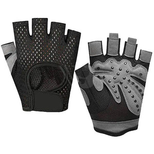 Breathable Leather <b>Half</b> Finger Gym Gloves For Weight Lifting Racing Fitness Training With Anti <b>Slip</b> Design And Custom Logo - Product Image 4