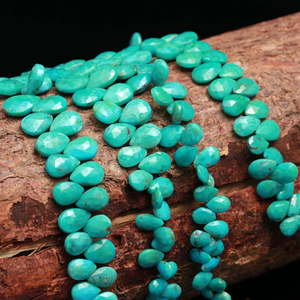 Perles de pierre en forme de poire à facettes turquoise supérieure 5*7-8*10mm perles de bijoux turquoise à facettes - Product Image 4