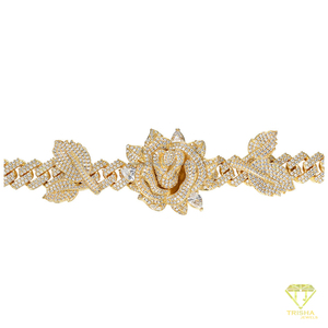 Collier tendance en diamant de laboratoire en argent sterling 925 avec motif de rose pour les fournisseurs de bijoux en gros - Product Image 6
